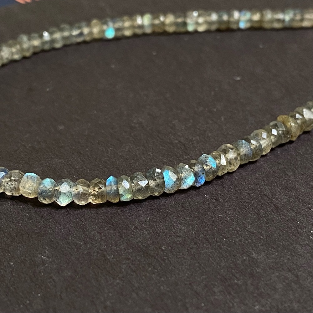Labradorite Choker Necklace Beaded Gemstone Layering Necklace - Picture 2 of 2